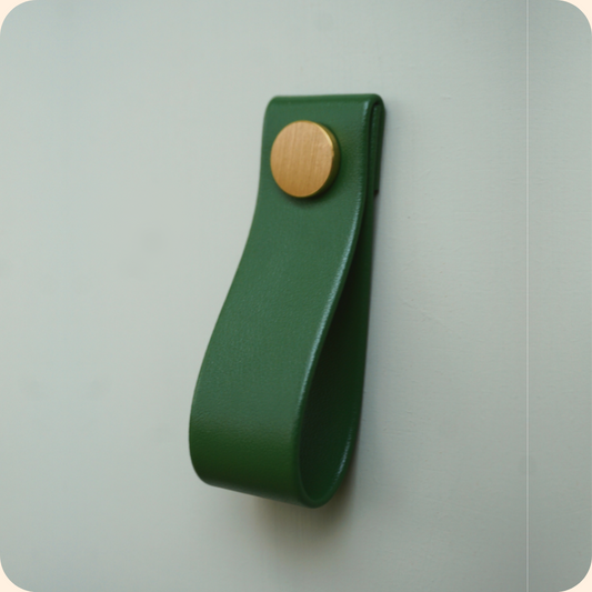 Forest Green Vegan Apple Leather Cupboard Drawer Pull
