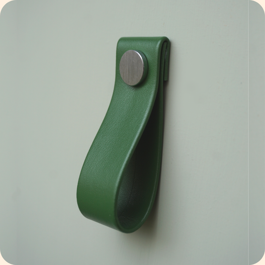 Forest Green Vegan Apple Leather Cupboard Drawer Pull