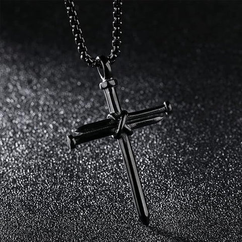 Black Cross Pendant Men's Necklace