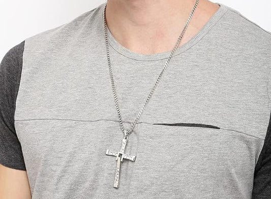 Stainless Steel Cross Pendant Men's Necklace