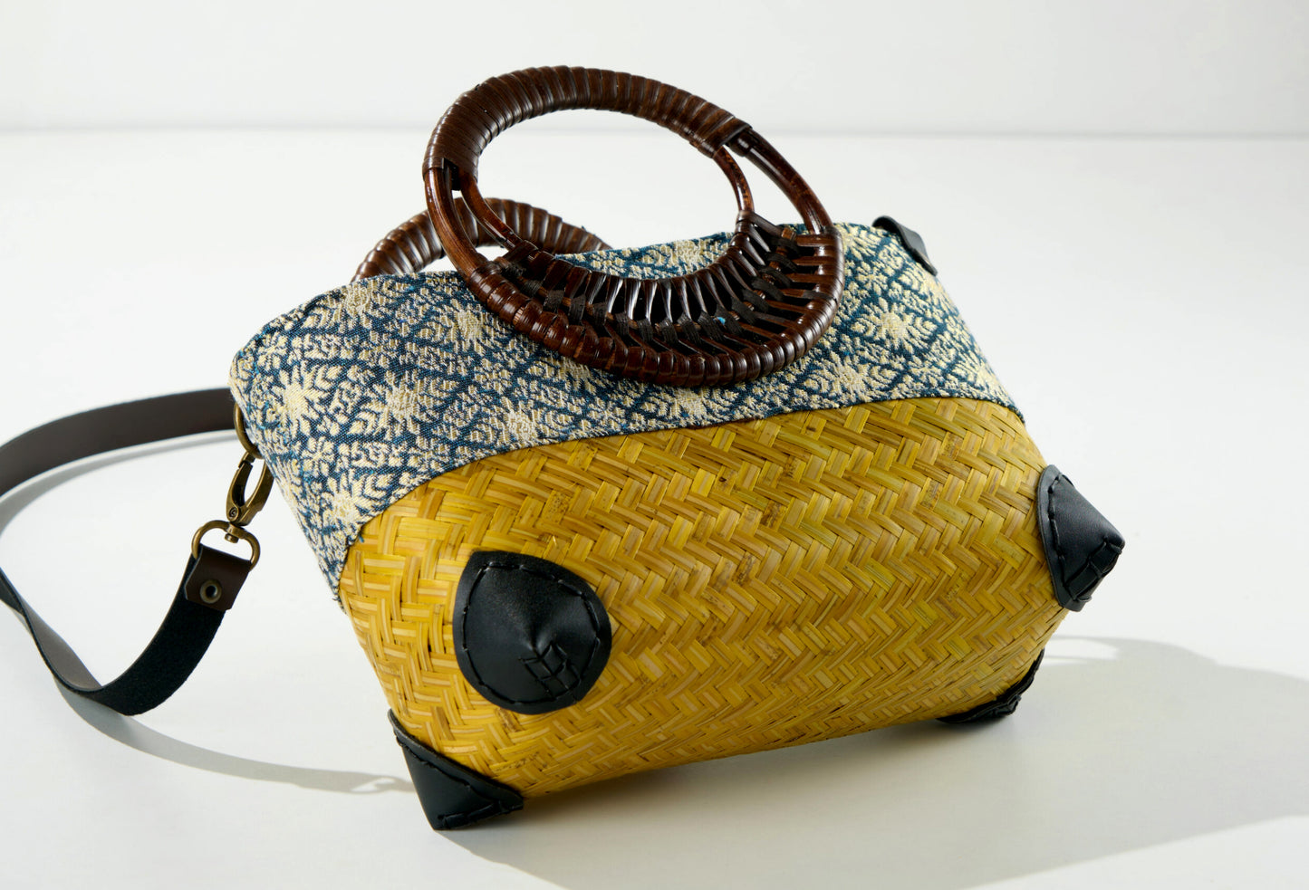 Yellow and Blue Bamboo Bag