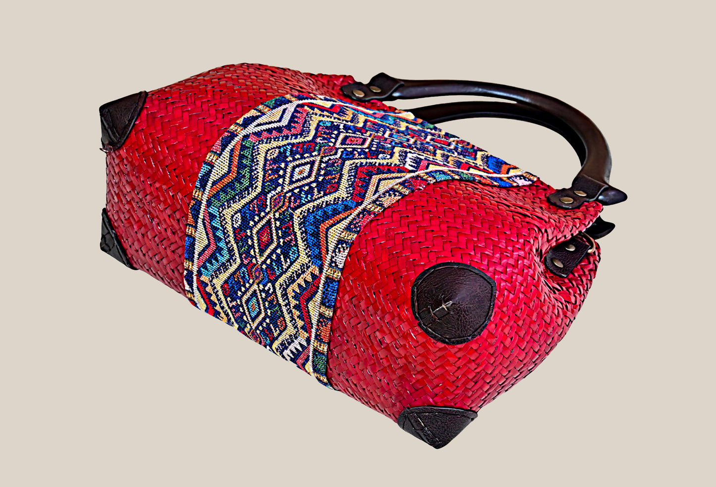 Red Woven Straw Bag