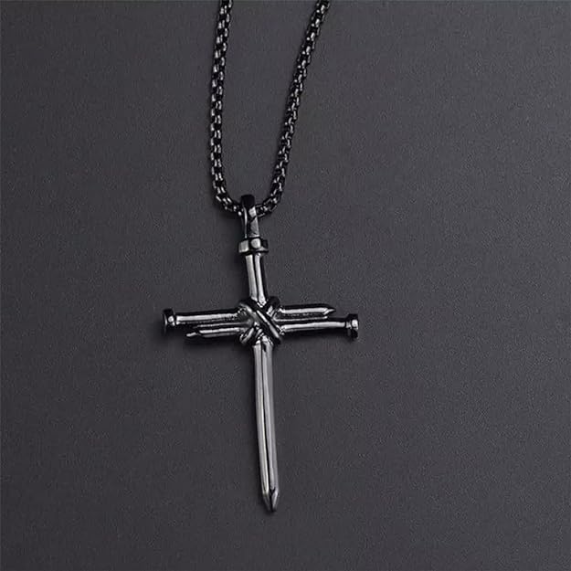 Black Cross Pendant Men's Necklace