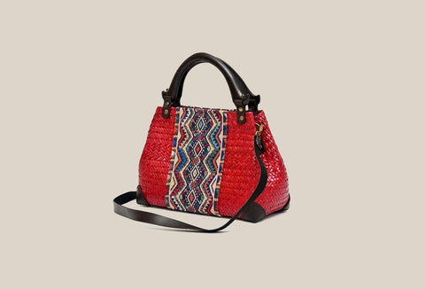 Red Woven Straw Bag