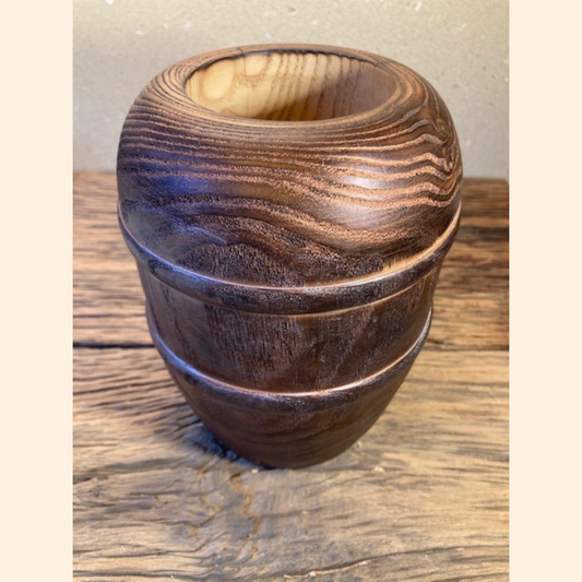 Copper Finished Ash Wood Pot