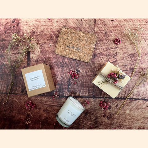 Ethical Vegan Purse or Cardholder, Candle & Soap Gift Box