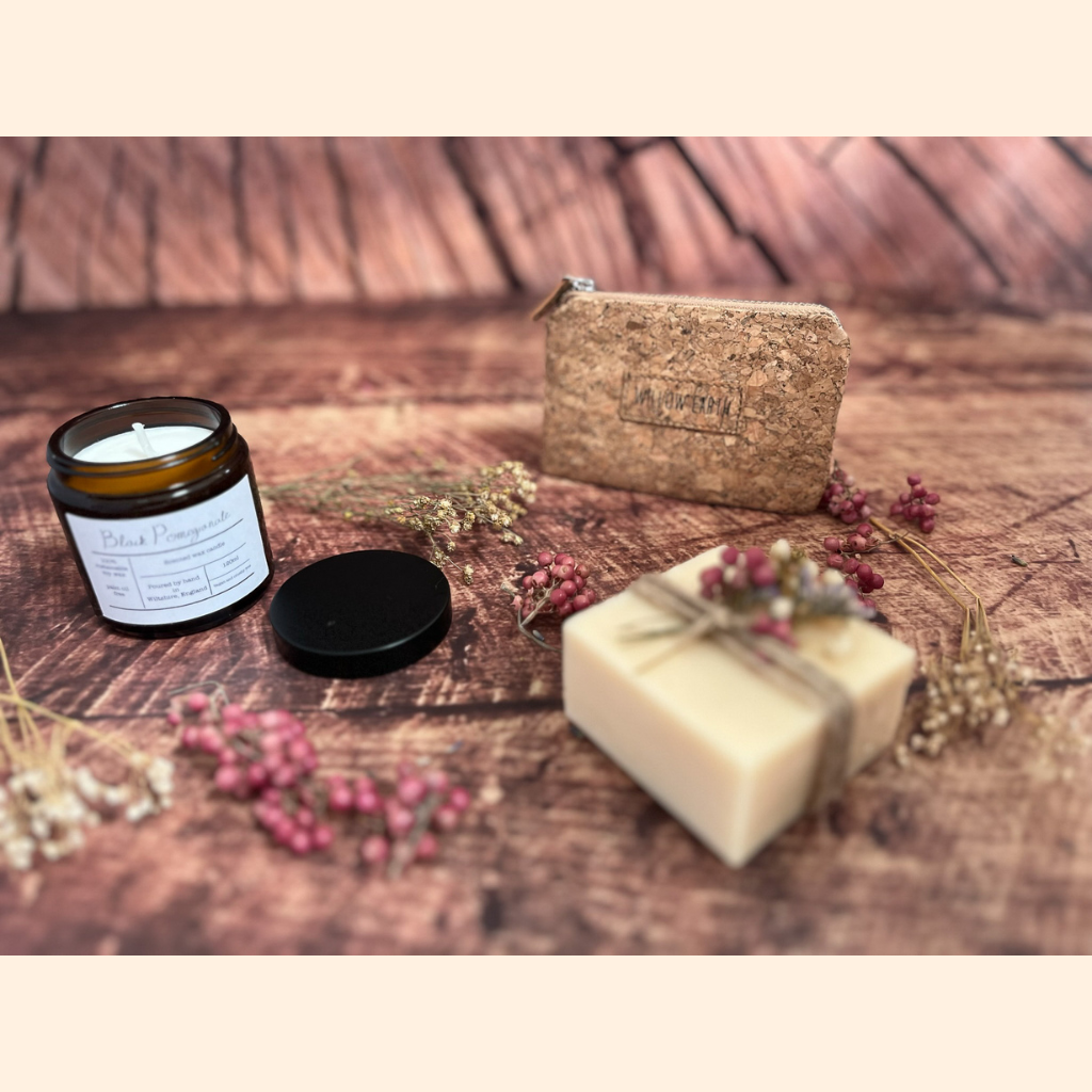 Ethical Cork or Kraft Cardholder/Purse, Candle & Soap Gift Box