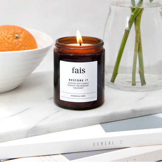 Restore It Scented Soy Candle Orange + Palmarosa + Rosemary