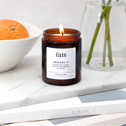 Restore It Scented Soy Candle Orange + Palmarosa + Rosemary