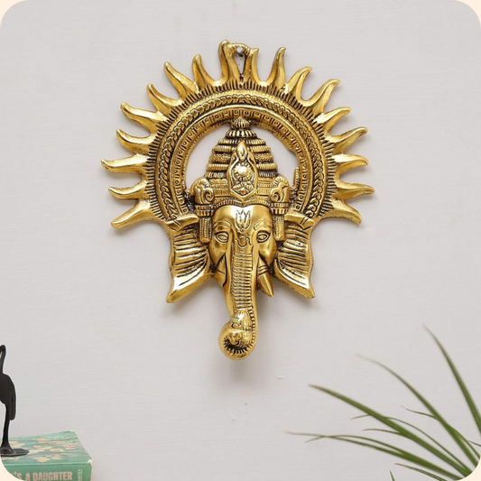 Gold Ganesha Idol Wall Hanging Sculpture