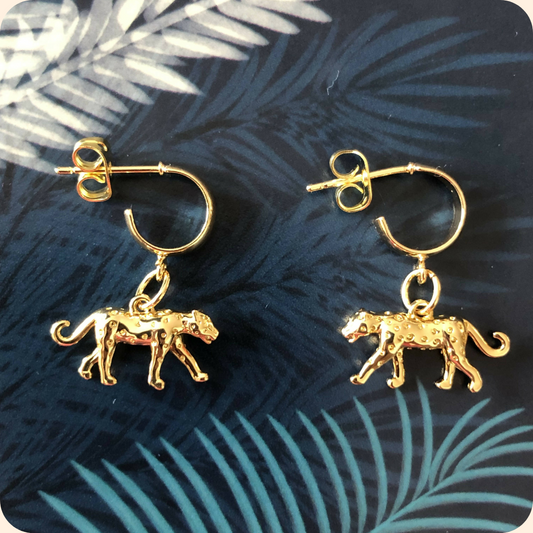 Gold Plated Leopard Huggie Hoop Earrings