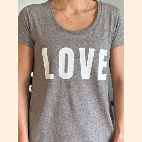 Grey Love Print T-Shirt
