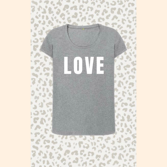 Grey Love Print T-Shirt