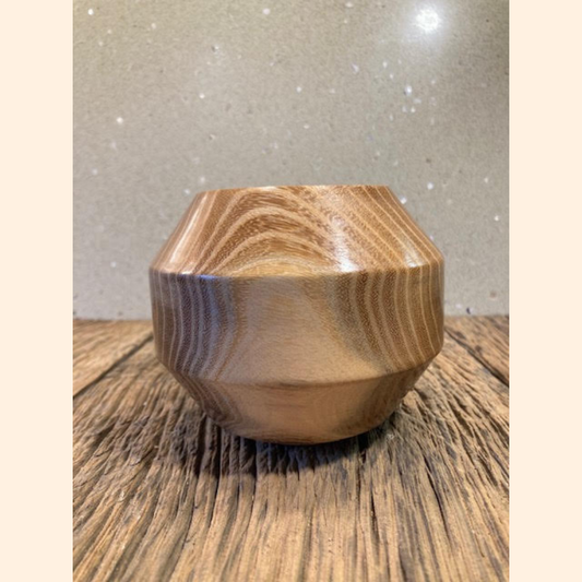 Hand-Turned Ash Wood Small Pot