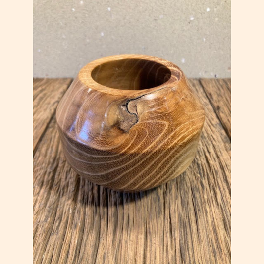 Hand-Turned Ash Wood Small Pot