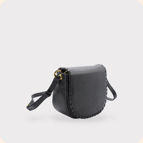 Jas Black Handmade Recycled Leather Saddle Bag