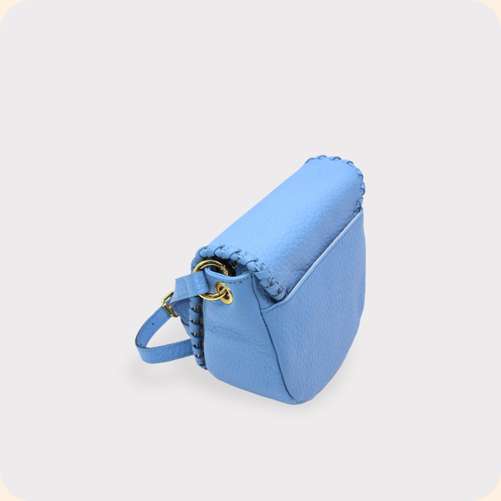 Jas Blue Handmade Recycled Leather Saddle Bag