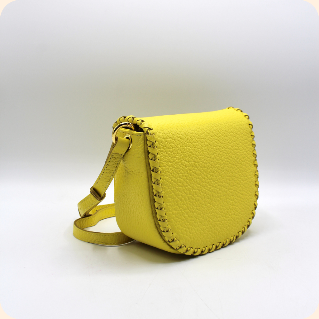 Jas Yellow Handmade Recycled Leather Saddle Bag