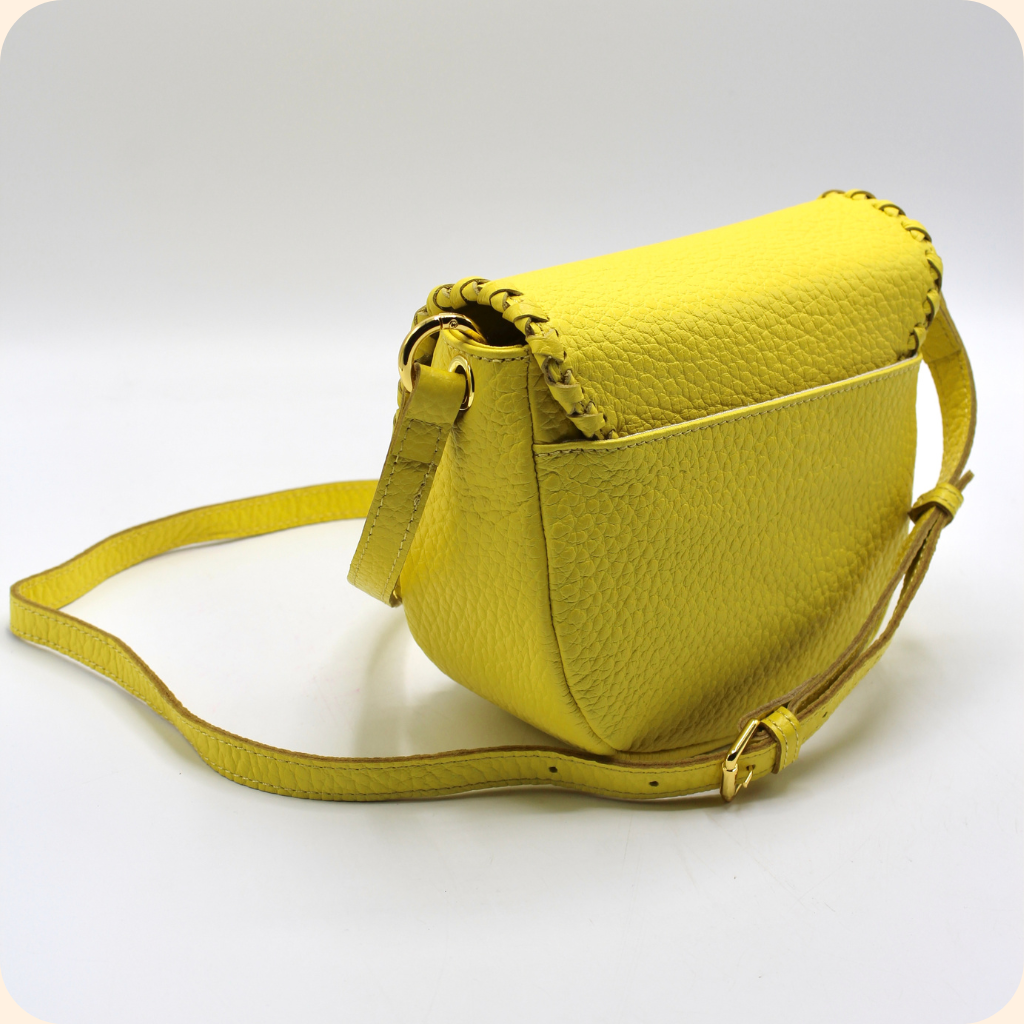 Jas Yellow Handmade Recycled Leather Saddle Bag