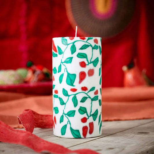 Christmas Candles With Holly Pattern