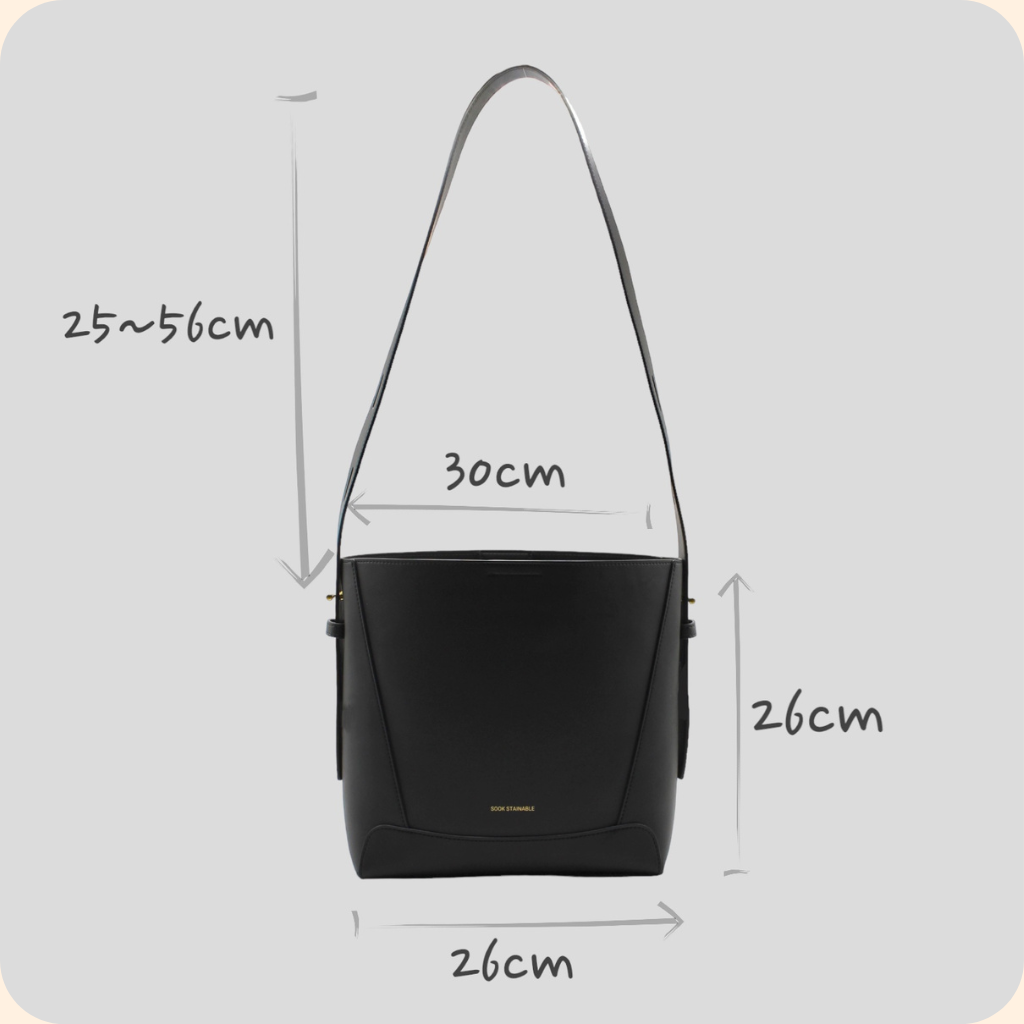 Oli Black Apple Leather Midi Shoulder Crossbody Bag