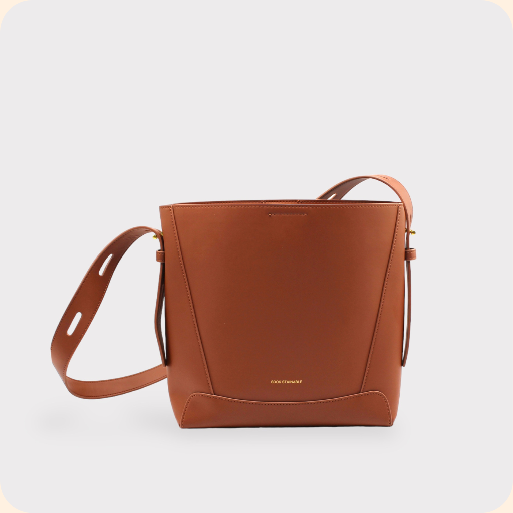 Oli Brown Apple Leather Midi Shoulder Crossbody Bag