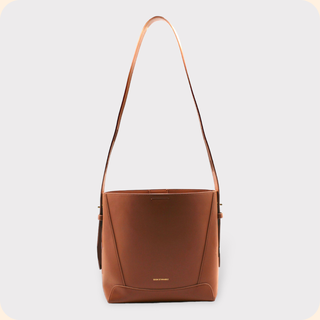 Oli Brown Apple Leather Midi Shoulder Crossbody Bag