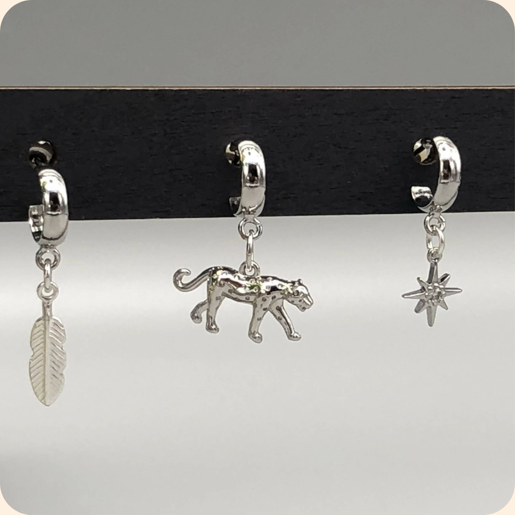 Platinum Plated Leopard Huggie Hoop Earrings