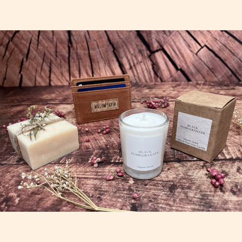 Ethical Vegan Purse or Cardholder, Candle & Soap Gift Box