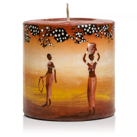 Hand Painted African Sunset Candles