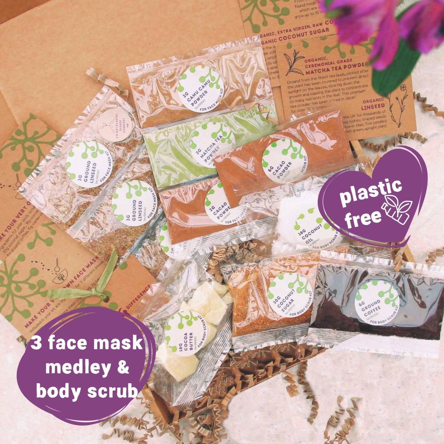 Make Your Own Face Mask Trio & Body Scrub Letterbox Kit