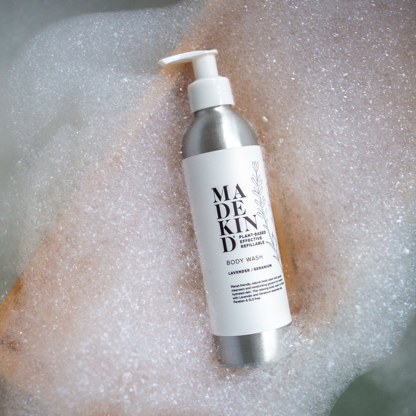 Madekind natural Body wash, lavender & geranium scented shower gel