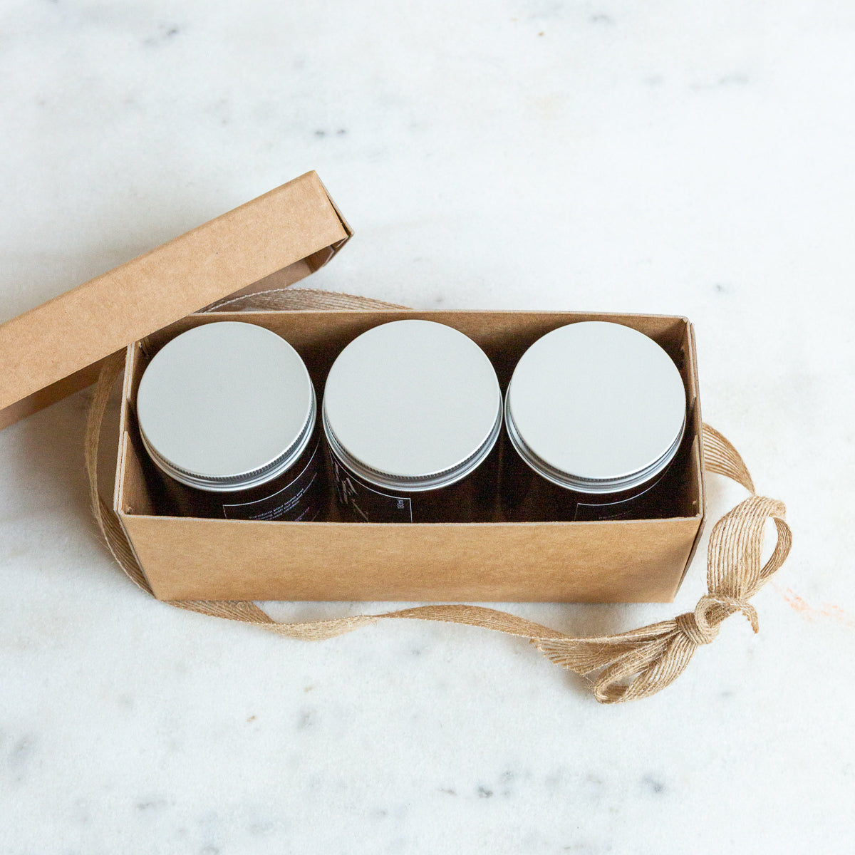 Three hand poured aromatherapy soy wax candles to give feelings of wellbeing. Each candle is scented with blends of pure essential oils which are known for their beneficial qualities. The three scents of candle are "Focus" which includes Lavender, Rosemary and Eucalyptus to increase parity of mind and focus. Unwind includes Rose, Jasmine and Ylang Ylang to reduce anxiety and stress. Awaken helps you feel revitalised including Lemon, Eucalyptus and Peppermint.