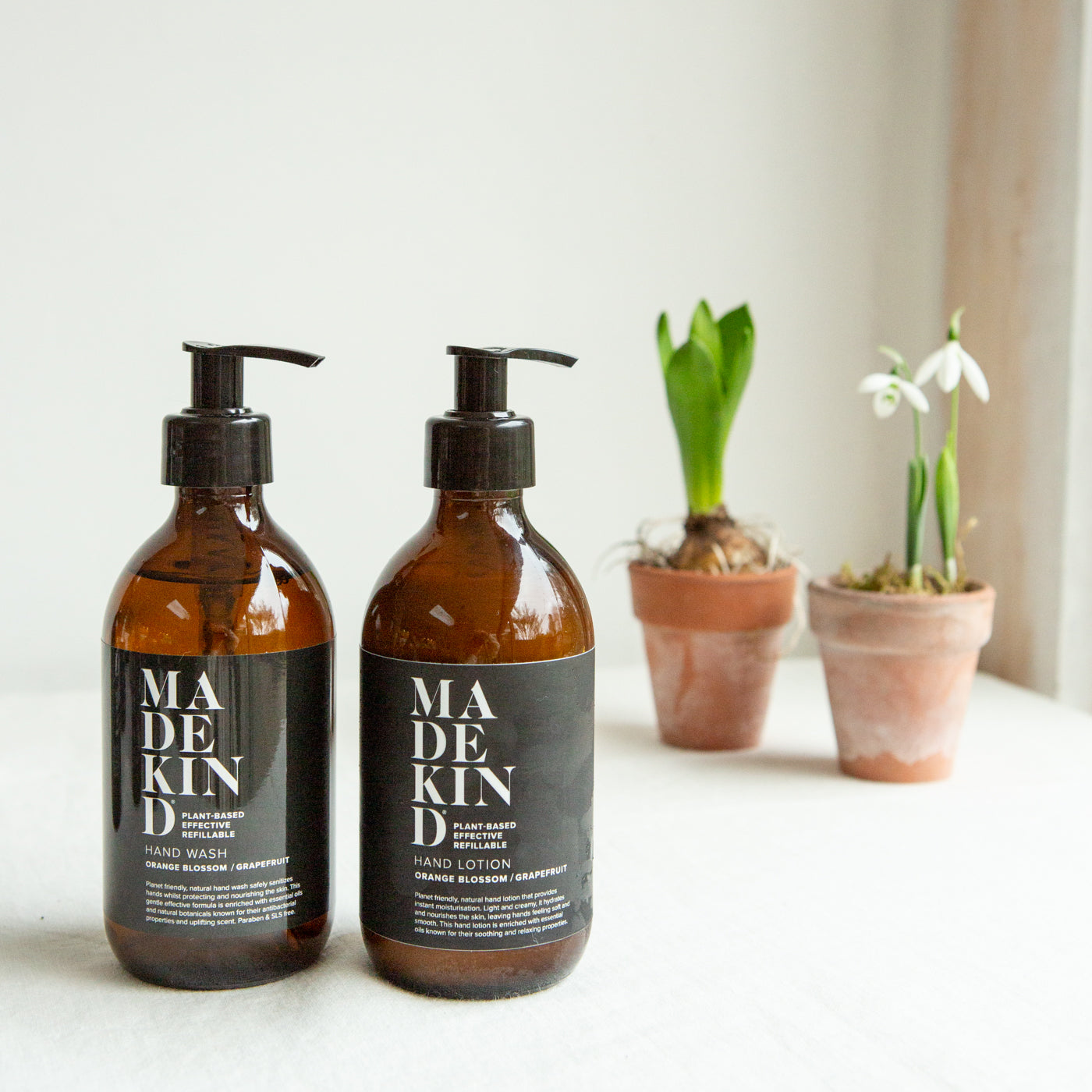 Natural hand wash and hand lotion with orange blossom and grapefruit essential oils