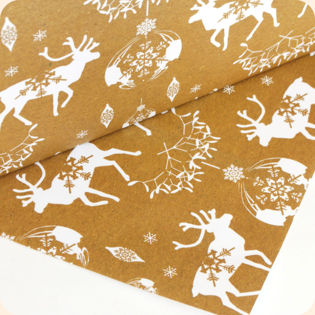 Christmas Reindeer and Baubles Recycled Gift Wrapping