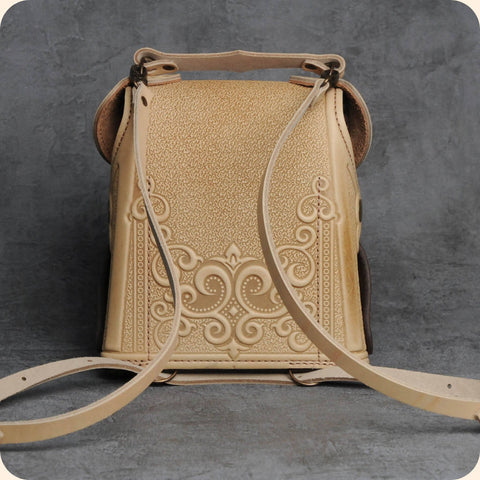 Beige and Brown Leather Bag