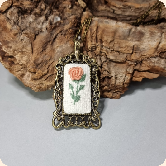 Embroidered Rose Necklace