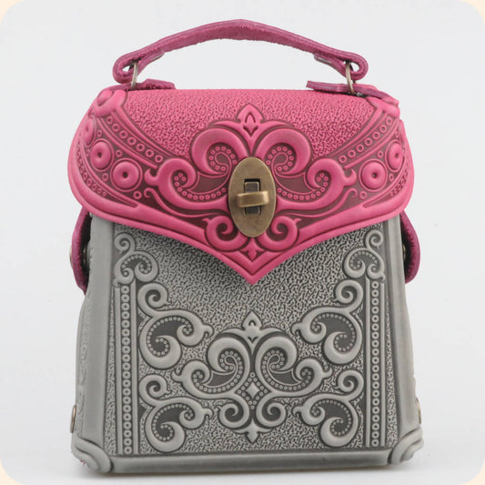 Pink and Grey Leather Bag