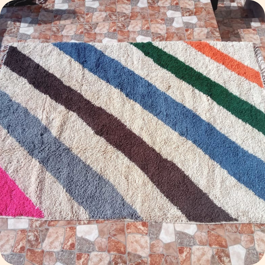 Handmade Colourful Striped Beni Ourain Rug