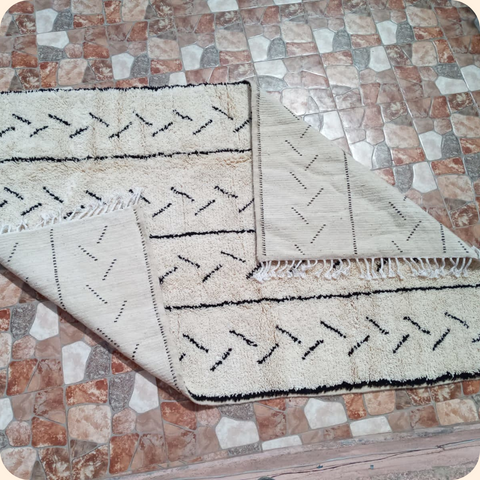 Handmade Matchsticks Pattern Beni Ourain Rug