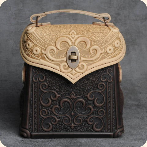 Beige and Brown Leather Bag