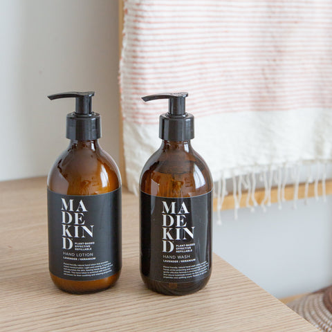 Madekind natural, gentle hand wash and hand lotion with essential oils
