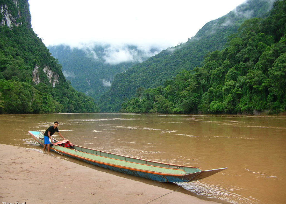 long boat journey in Laos