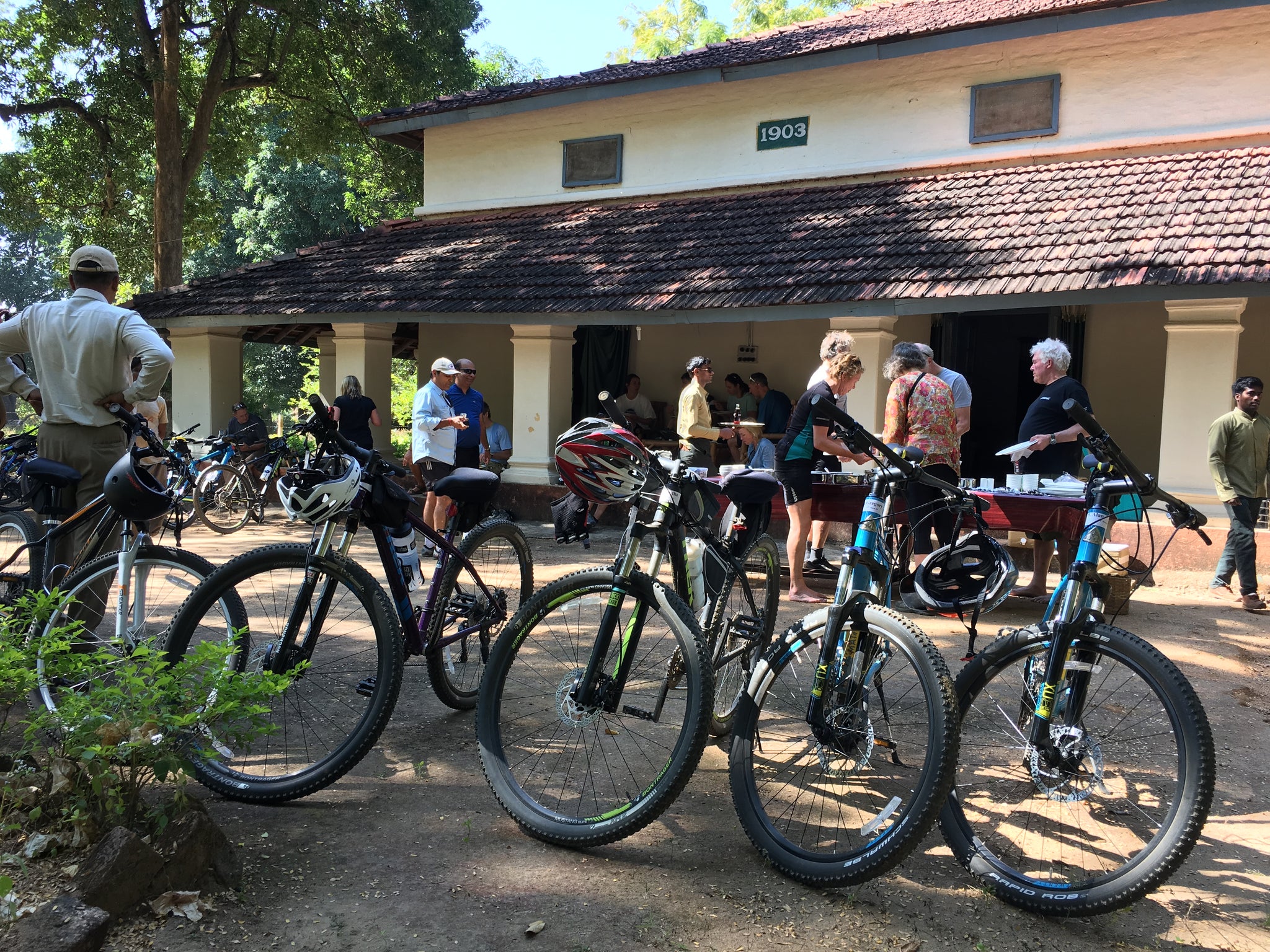 Lunch on bike safari in India