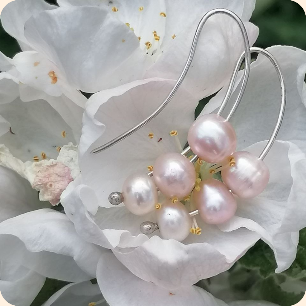 Wings Pink Pearl Earrings