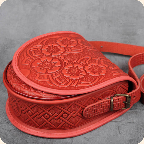 Red Rounded Leather Bag