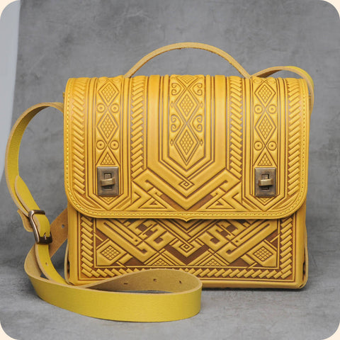 Yellow Satchel Leather Bag