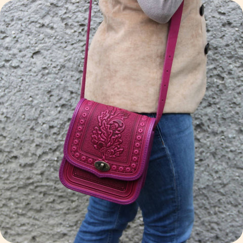 Raspberry Leather Bag