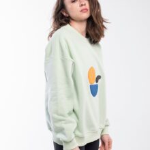 Cozy pastel mint green balance stones sweatshirt without a hood
