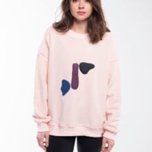 Pink salt balance stones sweatshirt with a round neck